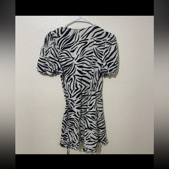 ZARA Wrap Dress Animal Zebra Print Black & White xs - Picture 8 of 8